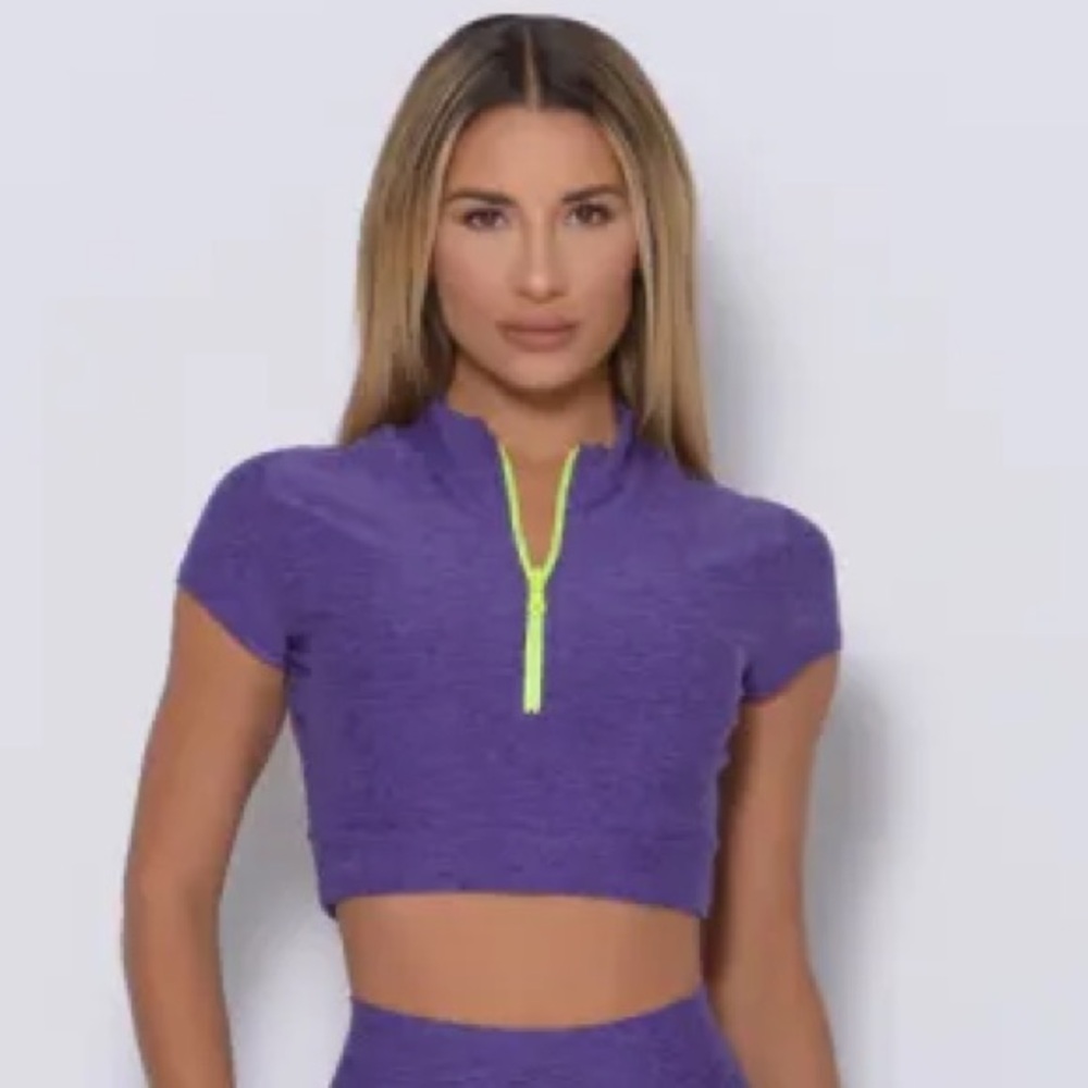 Bombshell Sportswear Purple crop zip top